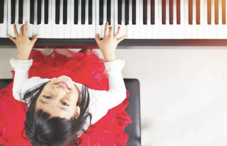 happy at piano